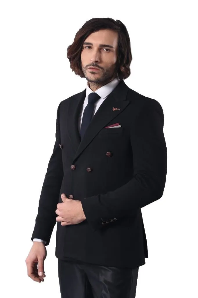 15526 Black Double Breasted Blazer