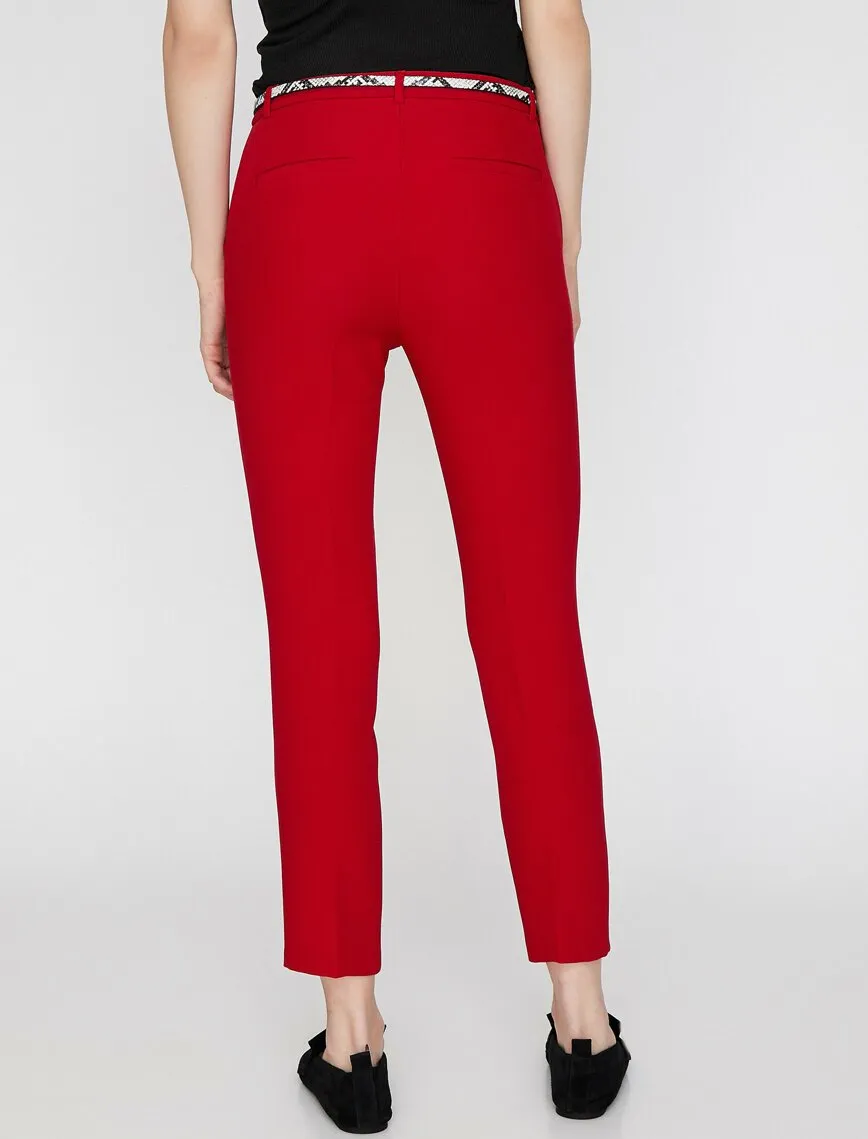 16313 Red Belt Detail Trousers