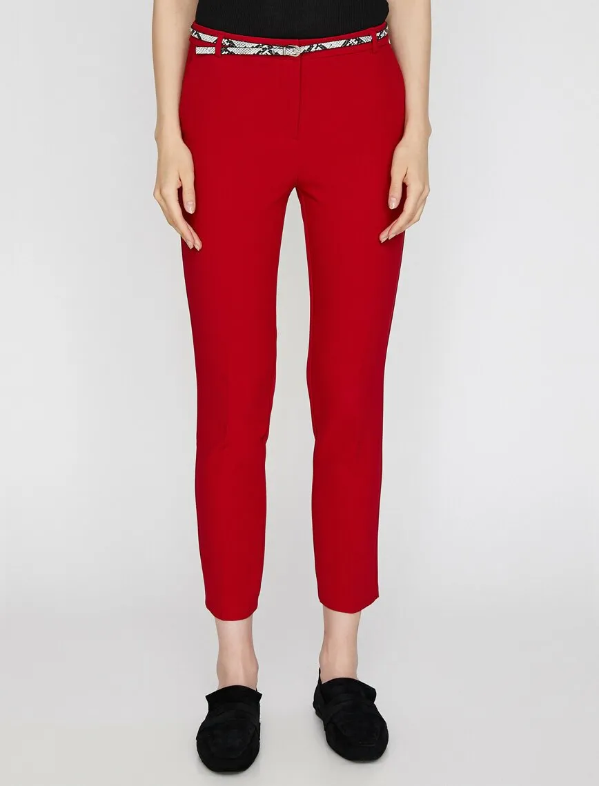 16313 Red Belt Detail Trousers