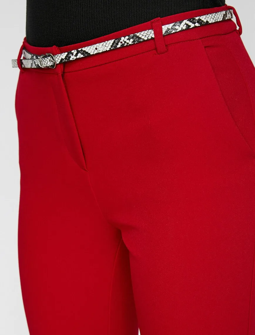 16313 Red Belt Detail Trousers