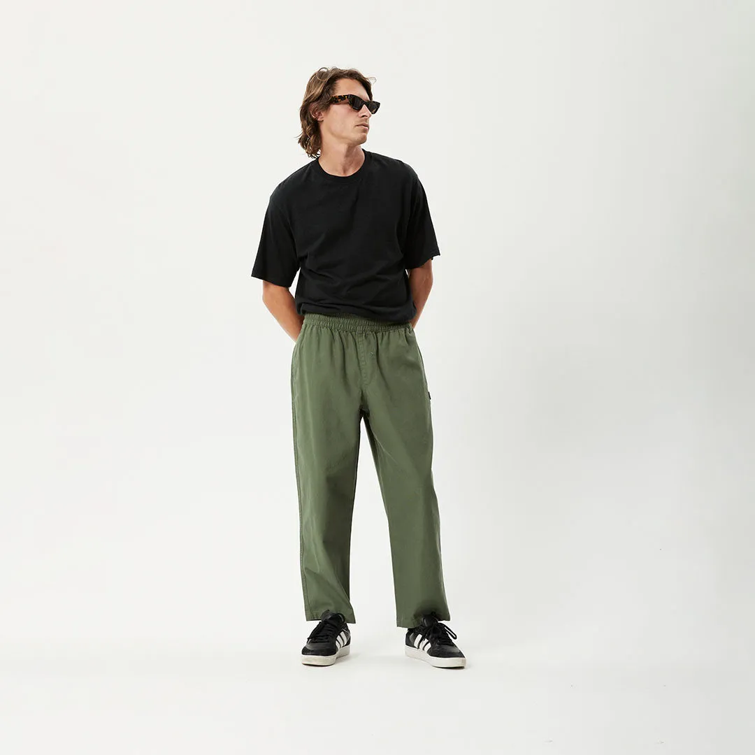 AFENDS Mens Ninety Eights - Baggy Elastic Waist Pants - Cypress