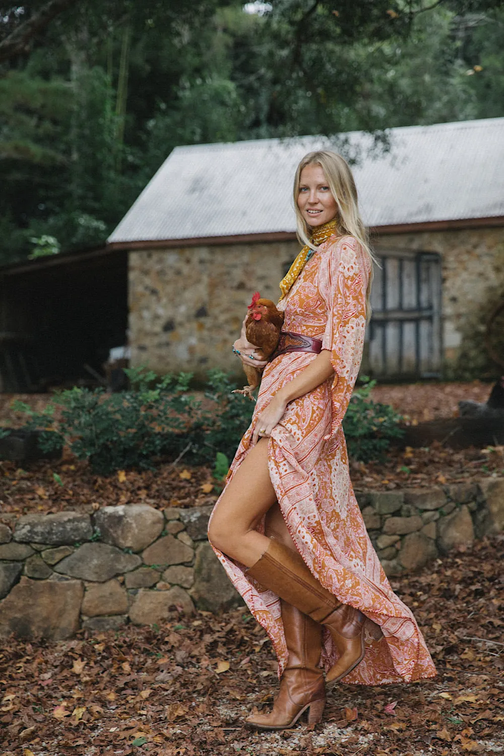 Alabama Getaway Maxi Caftan Dress - Burnt Orange