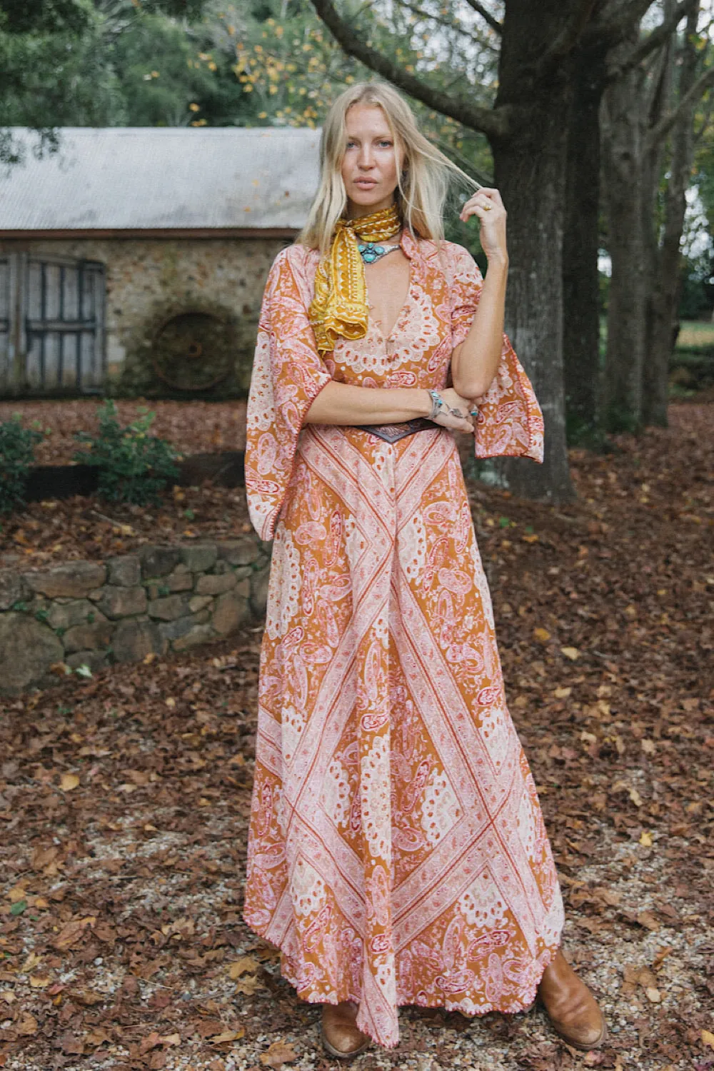 Alabama Getaway Maxi Caftan Dress - Burnt Orange