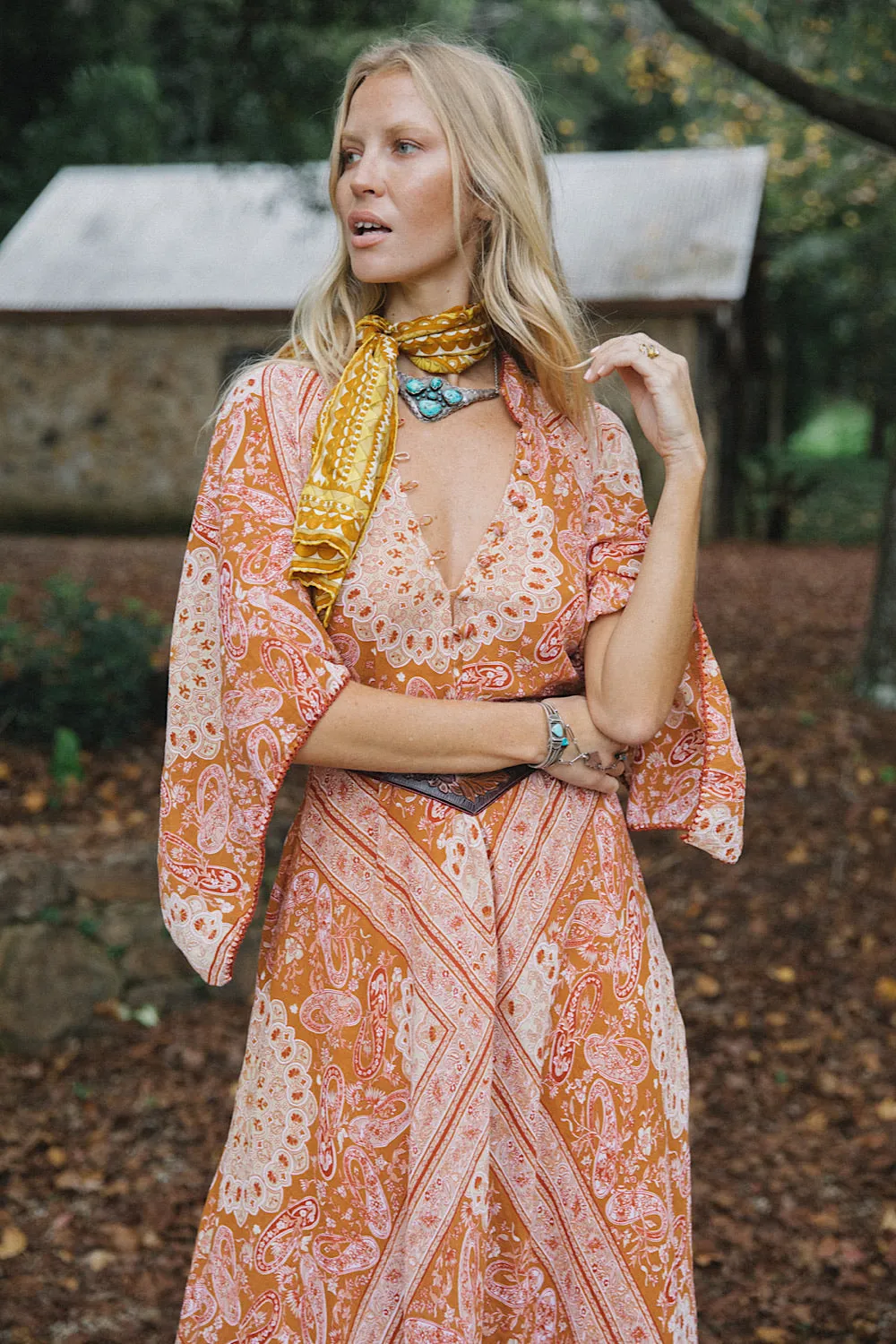 Alabama Getaway Maxi Caftan Dress - Burnt Orange