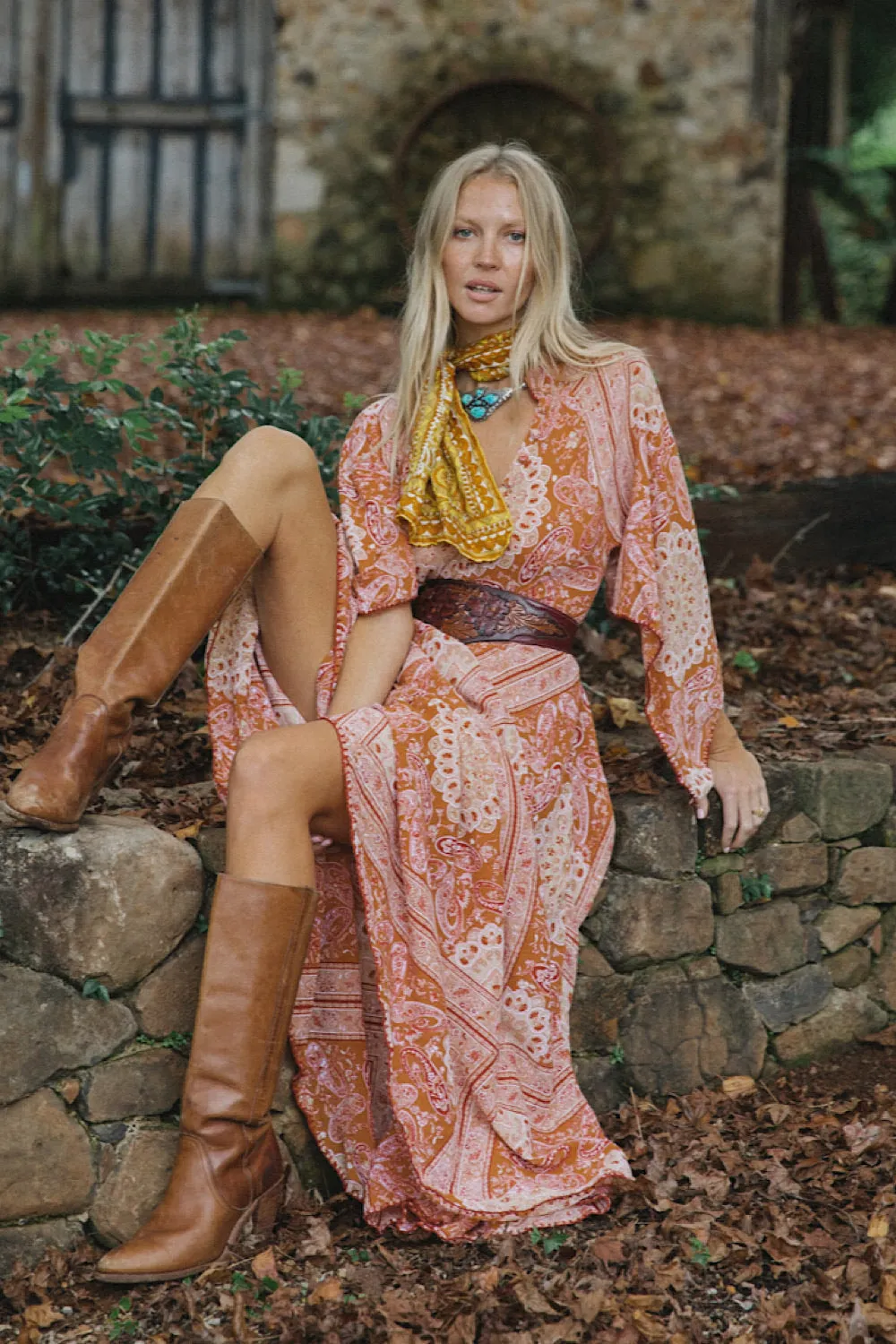 Alabama Getaway Maxi Caftan Dress - Burnt Orange