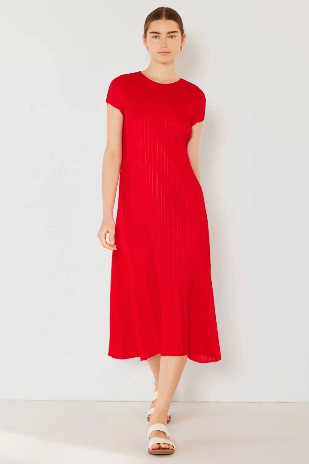 Alicia - Pleated Cap Sleeve A-Line Dress - Marina West - Exclusively Online