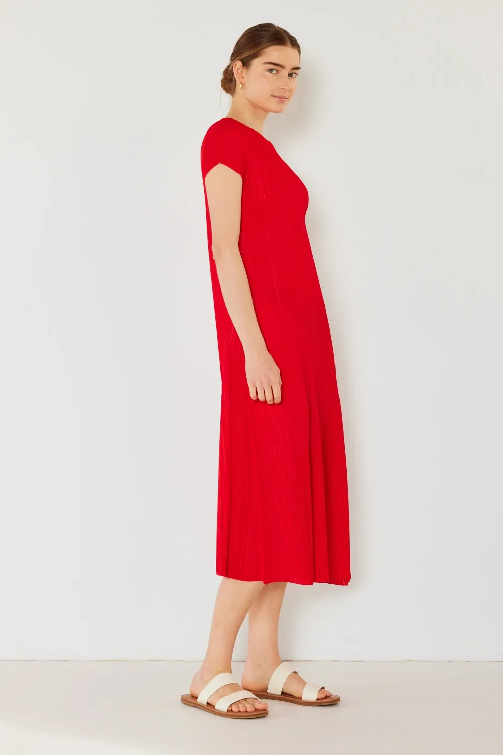 Alicia - Pleated Cap Sleeve A-Line Dress - Marina West - Exclusively Online