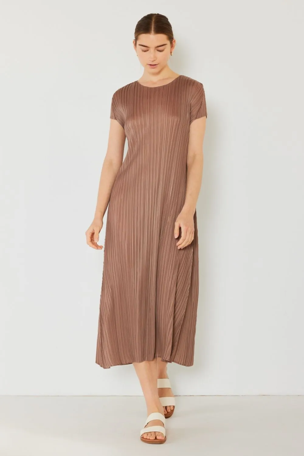 Alicia - Pleated Cap Sleeve A-Line Dress - Marina West - Exclusively Online