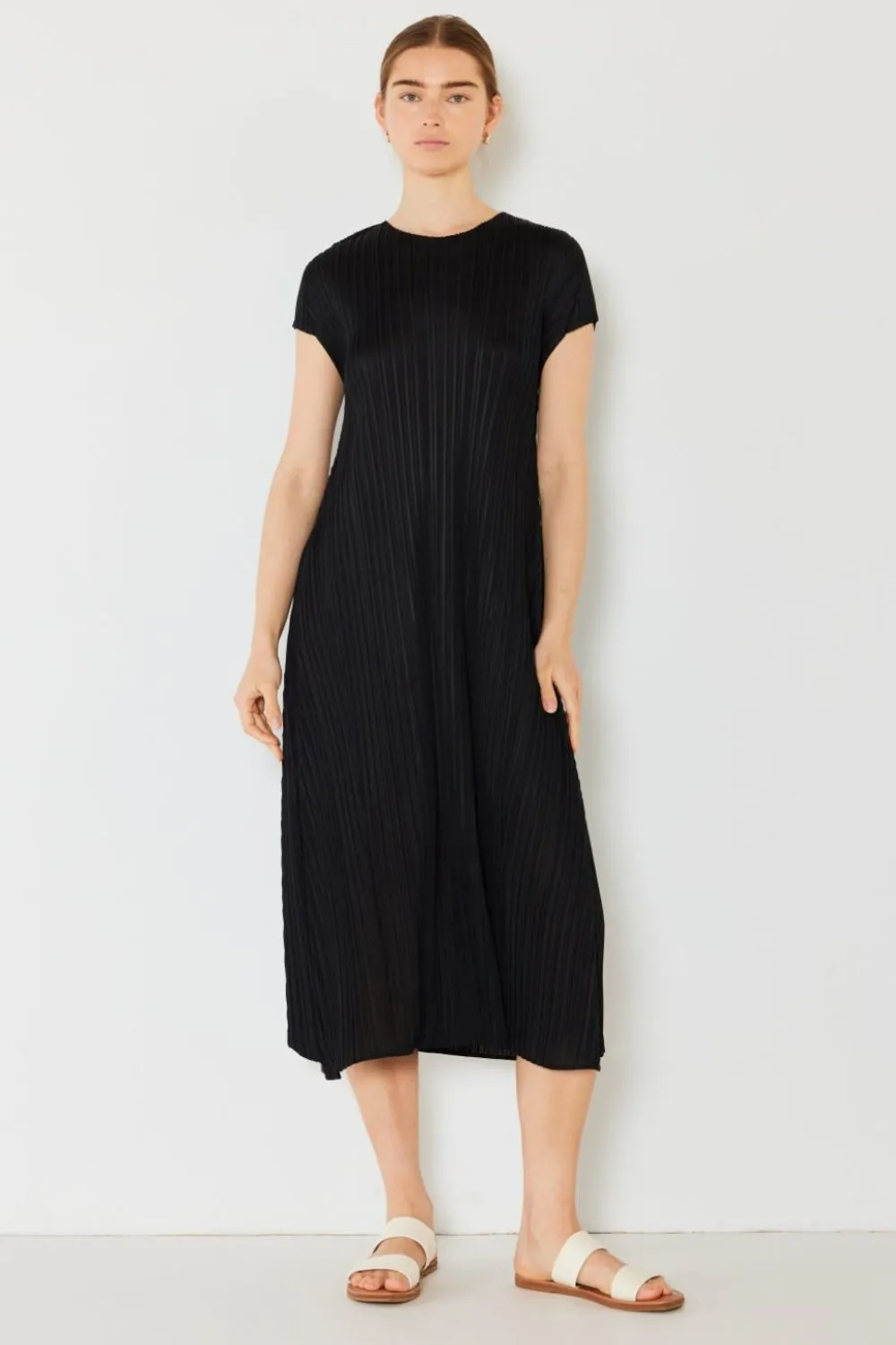 Alicia - Pleated Cap Sleeve A-Line Dress - Marina West - Exclusively Online