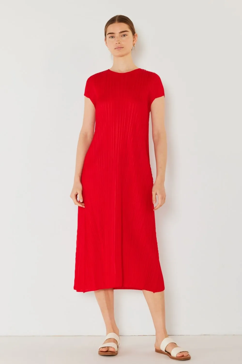 Alicia - Pleated Cap Sleeve A-Line Dress - Marina West - Exclusively Online