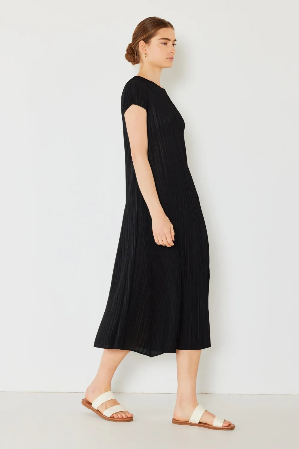 Alicia - Pleated Cap Sleeve A-Line Dress - Marina West - Exclusively Online