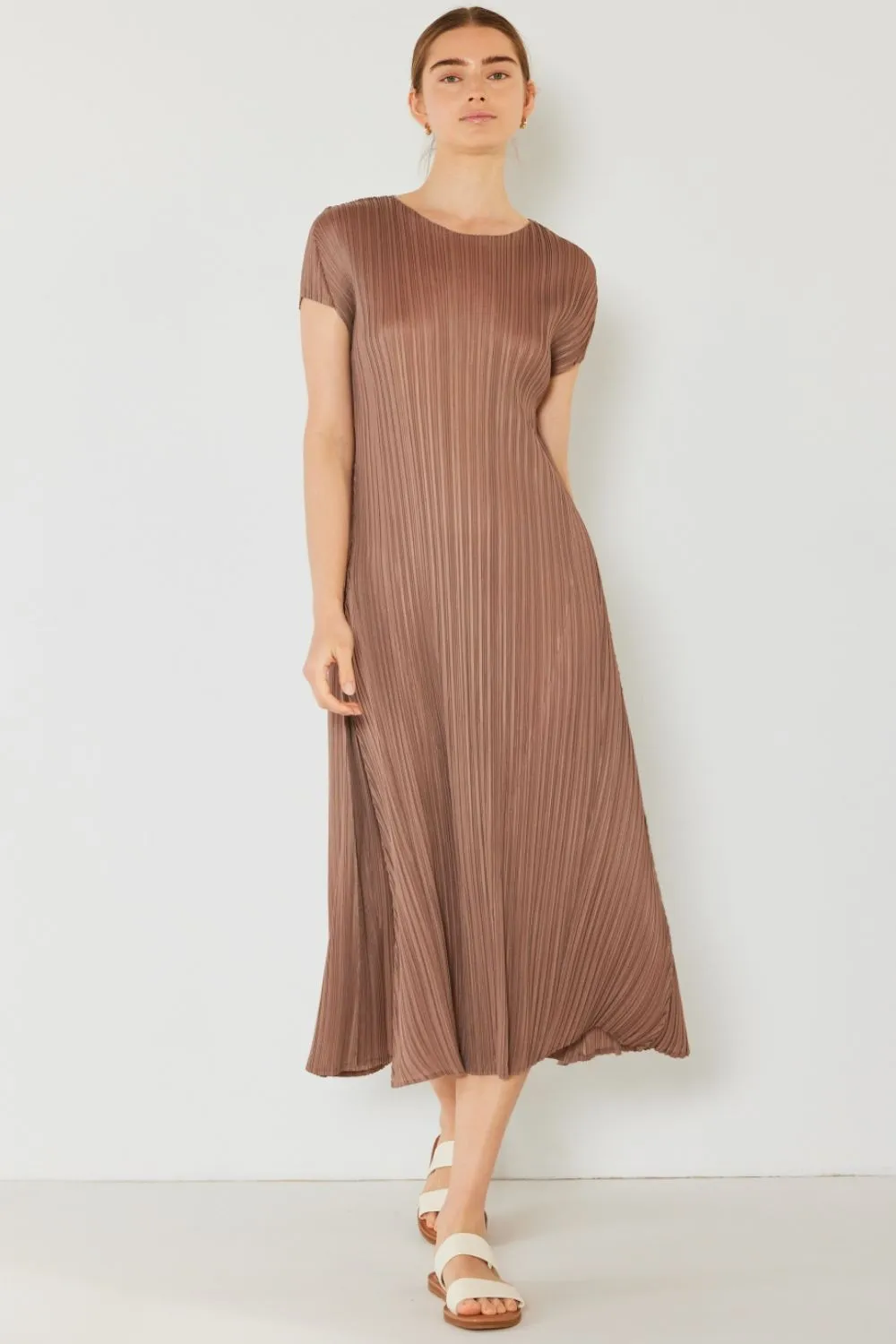 Alicia - Pleated Cap Sleeve A-Line Dress - Marina West - Exclusively Online