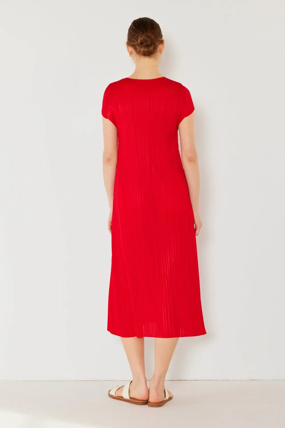 Alicia - Pleated Cap Sleeve A-Line Dress - Marina West - Exclusively Online