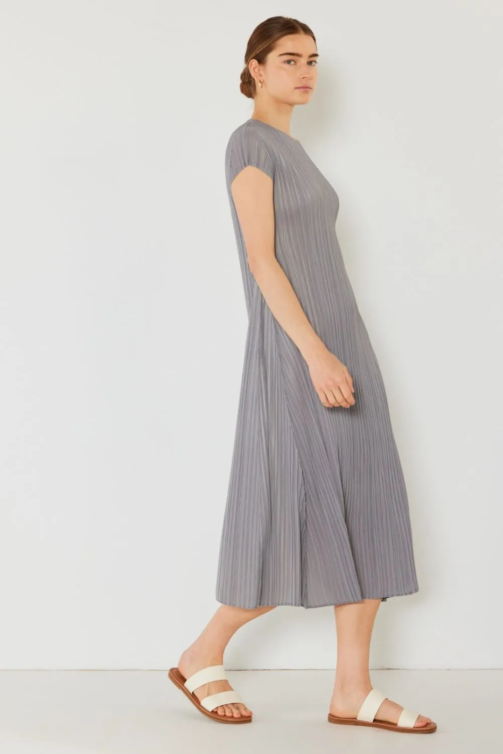 Alicia - Pleated Cap Sleeve A-Line Dress - Marina West - Exclusively Online