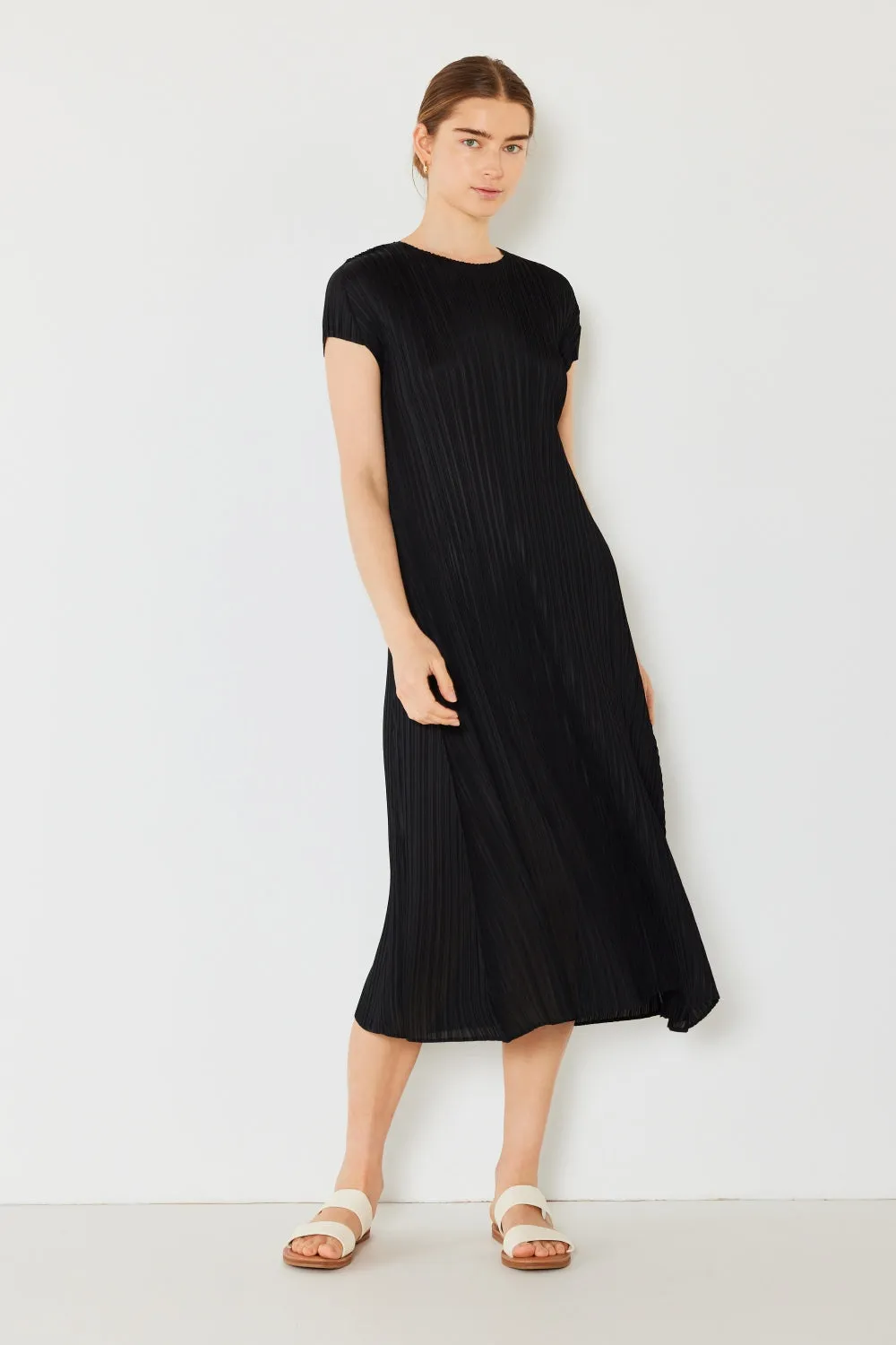 Alicia - Pleated Cap Sleeve A-Line Dress - Marina West - Exclusively Online