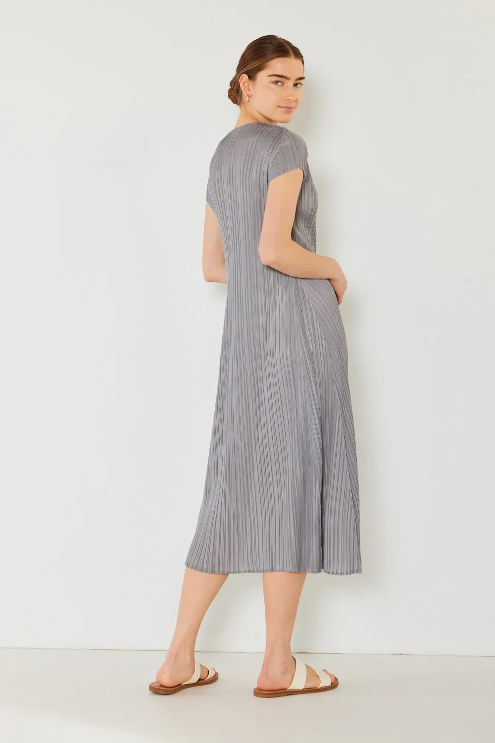 Alicia - Pleated Cap Sleeve A-Line Dress - Marina West - Exclusively Online