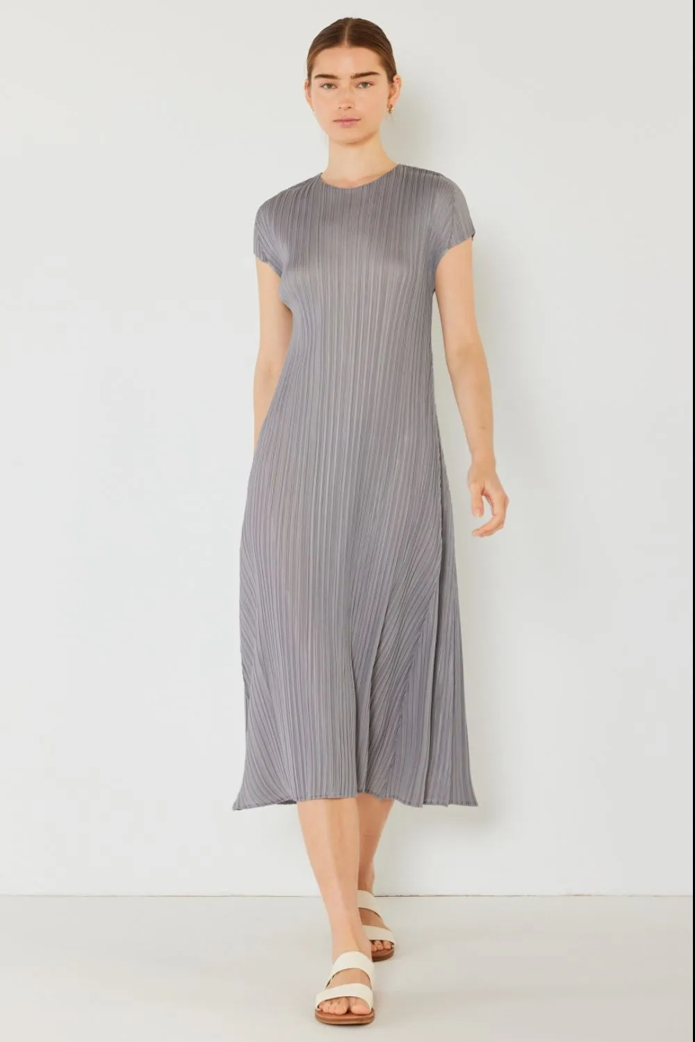 Alicia - Pleated Cap Sleeve A-Line Dress - Marina West - Exclusively Online