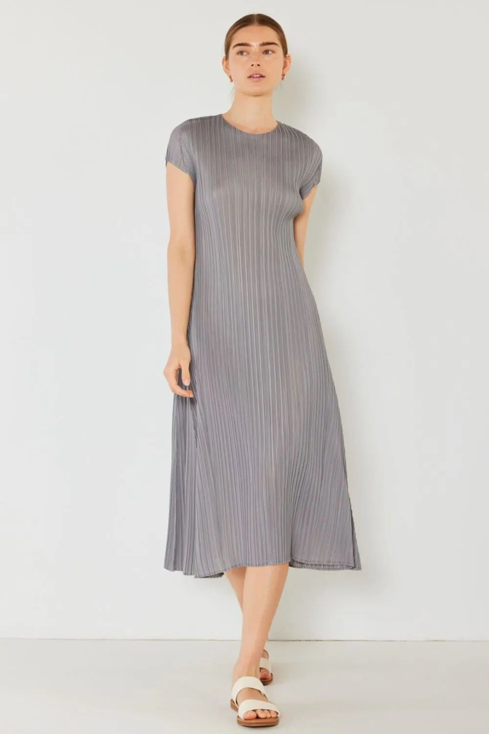 Alicia - Pleated Cap Sleeve A-Line Dress - Marina West - Exclusively Online