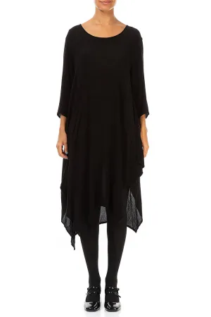 Asymmetric Black Silk Viscose Dress