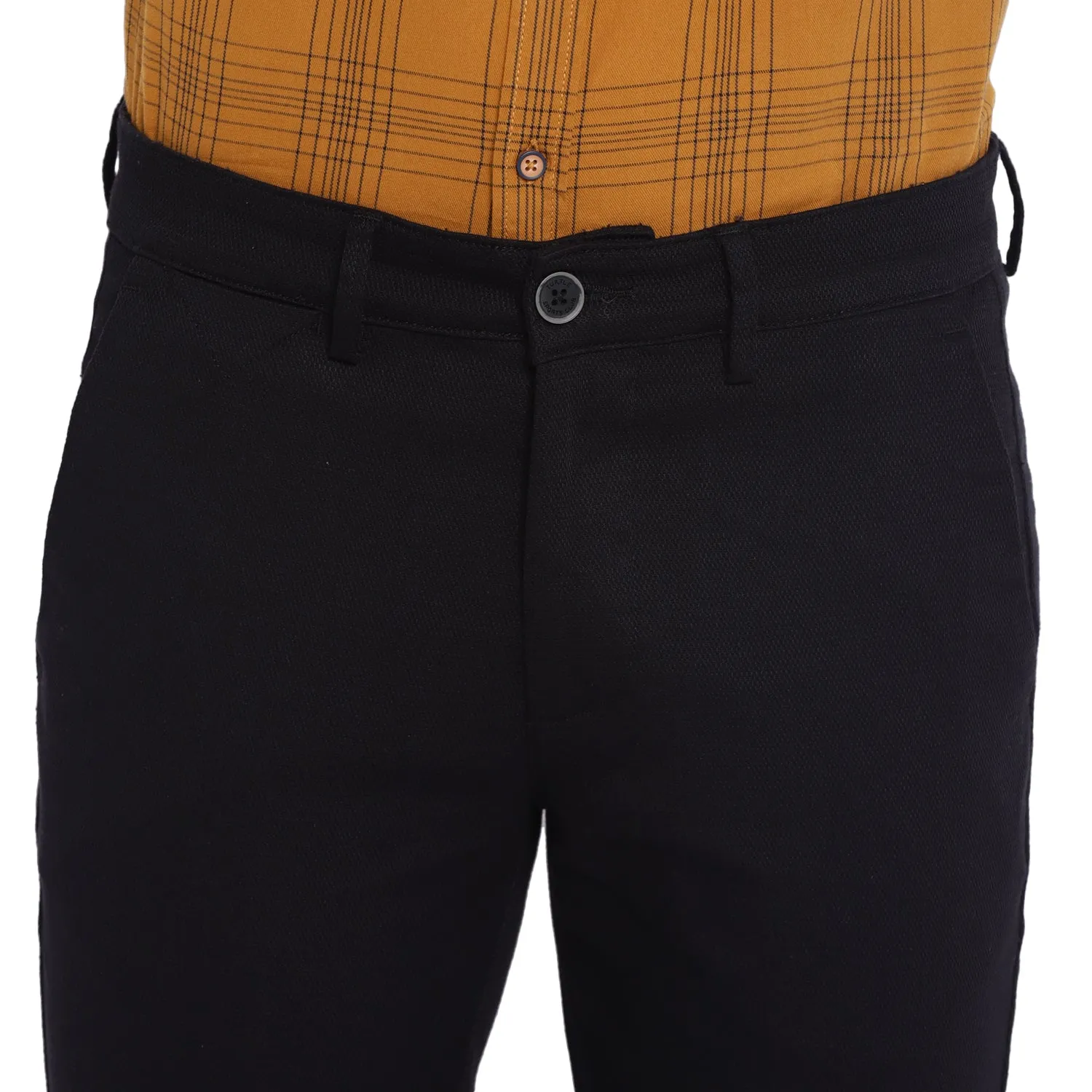 Black Self Design Ultra Slim Fit Trouser