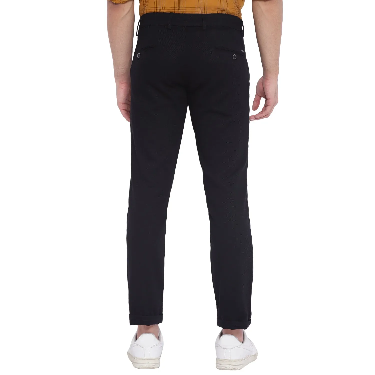 Black Self Design Ultra Slim Fit Trouser