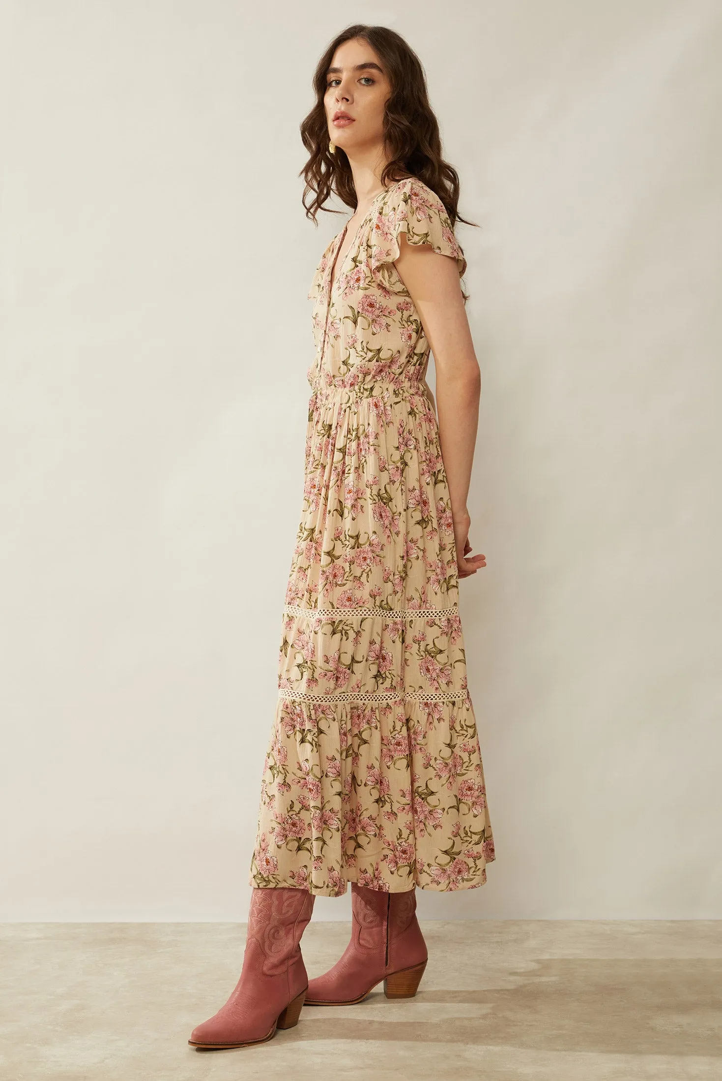 Bohera Floral Splendor Drop Waist Dress