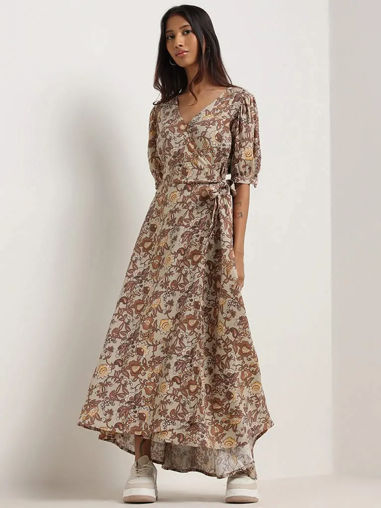 Bombay Paisley Brown Printed Asymmetric Dress