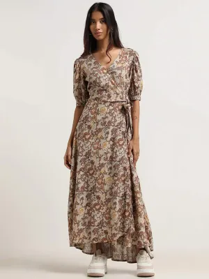 Bombay Paisley Brown Printed Asymmetric Dress