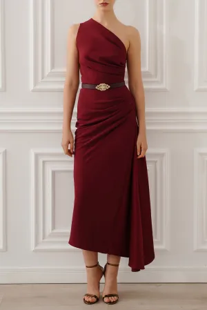 Charlotte Midi Dress In Ruby Red