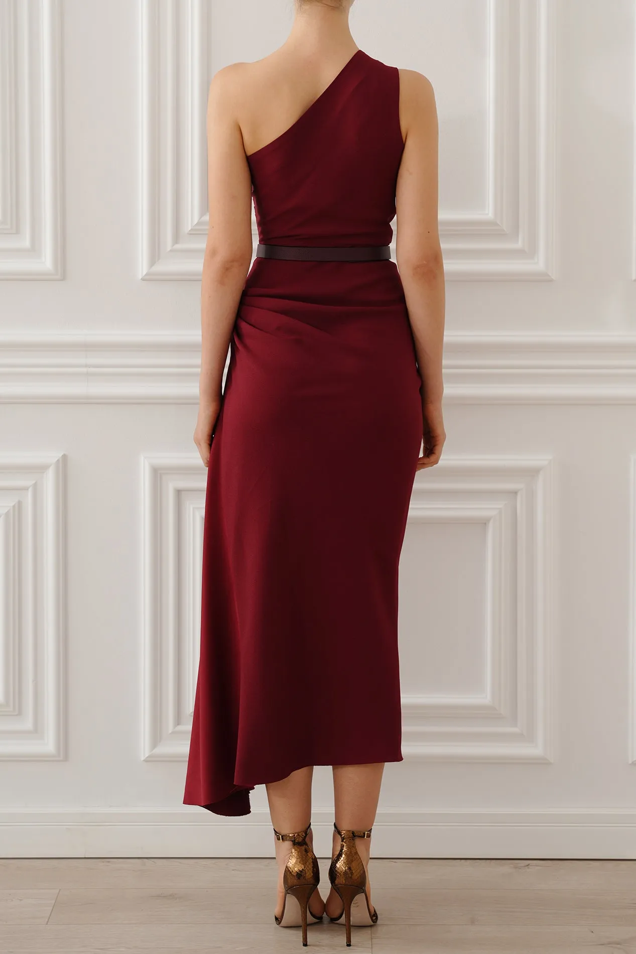 Charlotte Midi Dress In Ruby Red