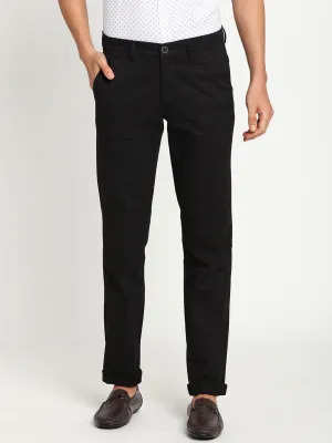 Cotton Stretch Black Checked Ultra Slim Fit Trouser