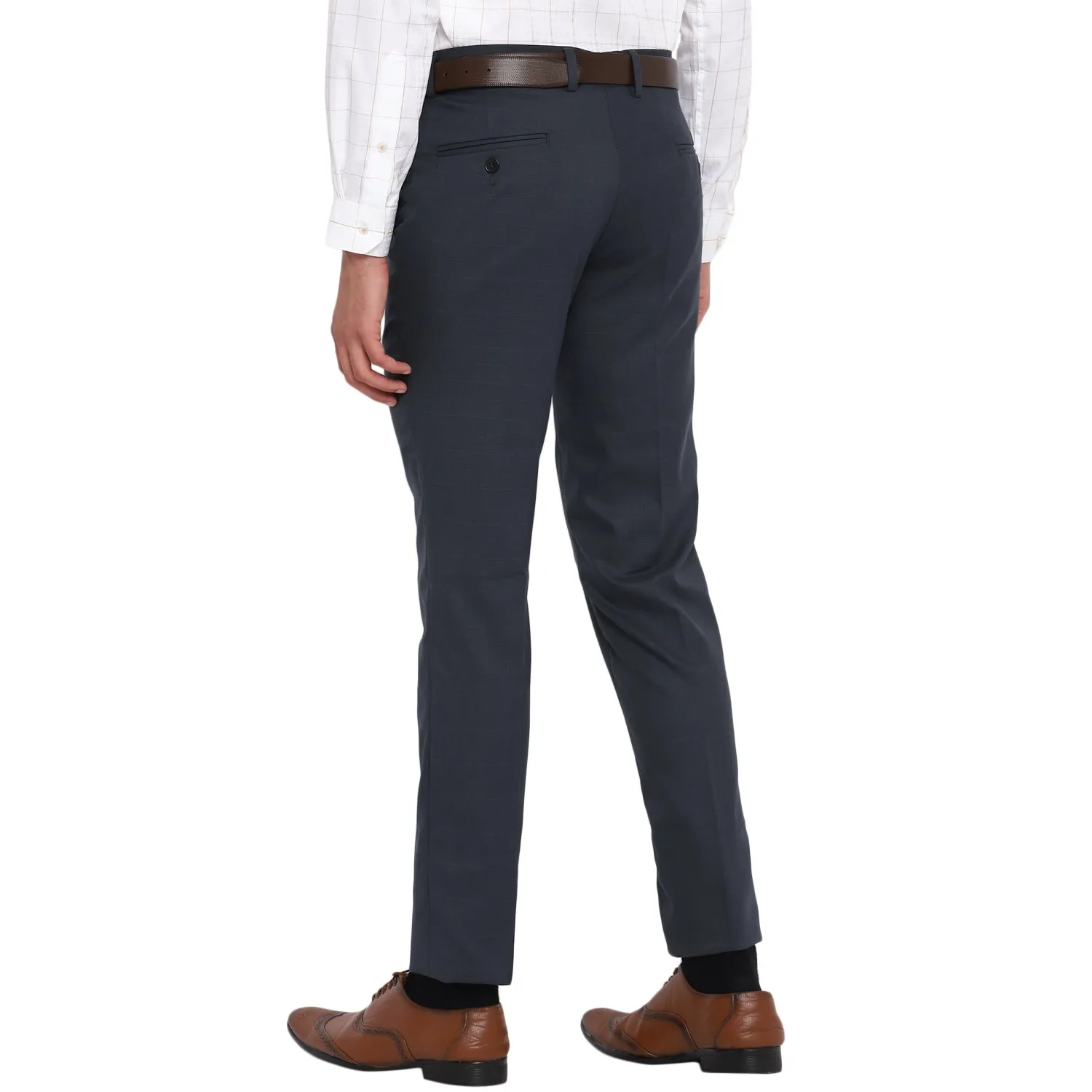 Dark Grey Checked Slim Fit Trouser