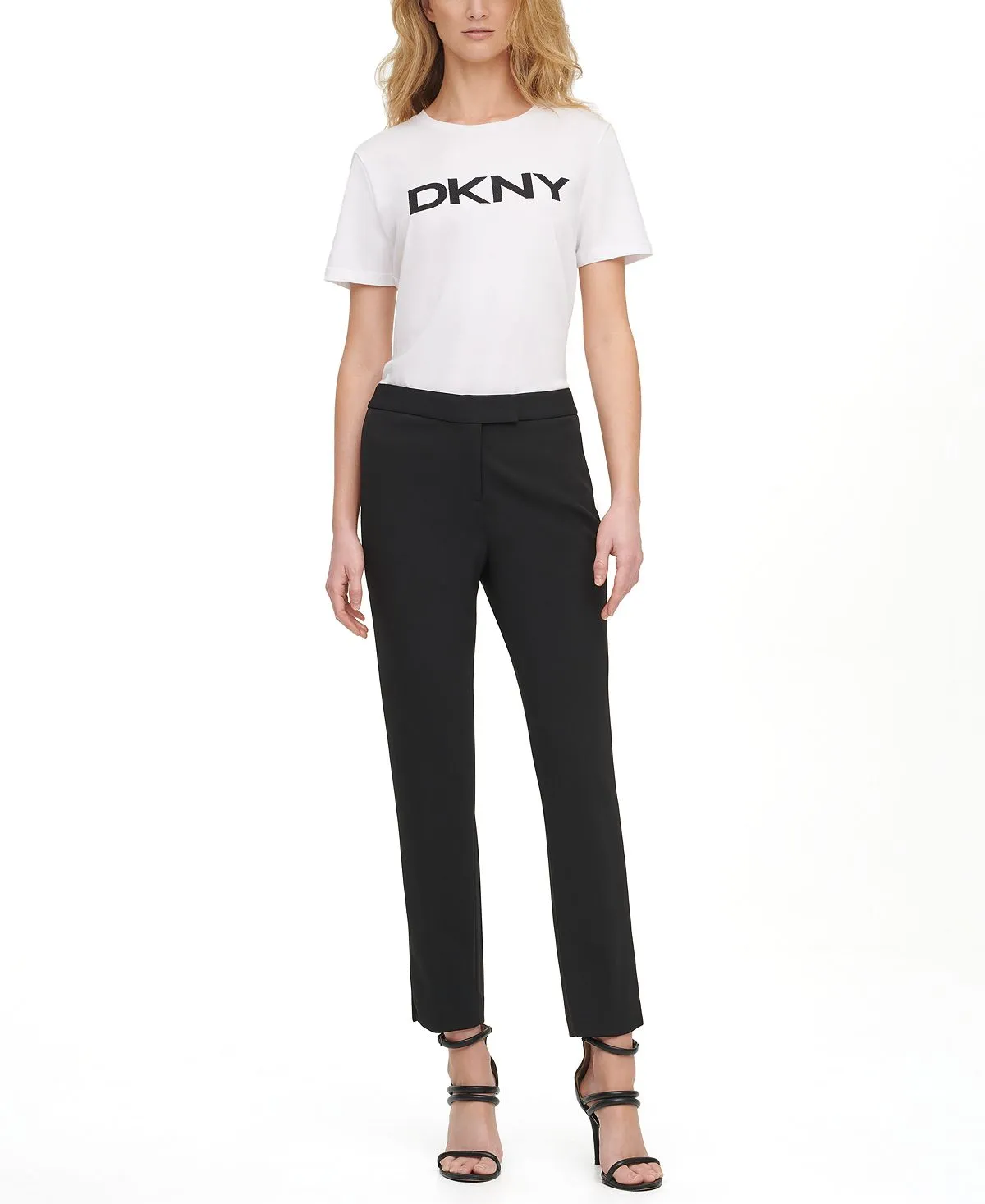 essential DKNY ankle-length skinny trousers, black