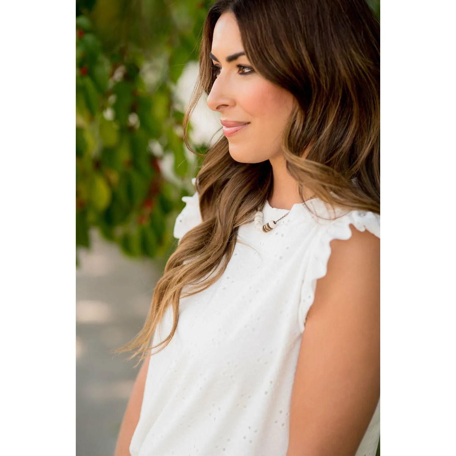 Eyelet Ruffle Tank Blouse