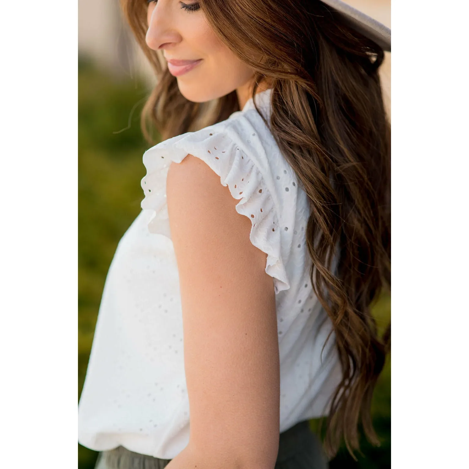 Eyelet Ruffle Tank Blouse