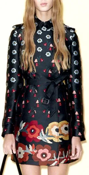 Flower Border Trench Coat