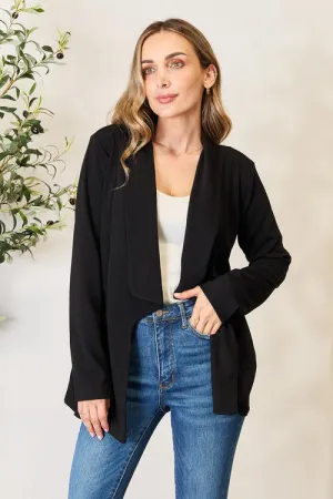 Full Size Open Front Long Sleeve Blazer