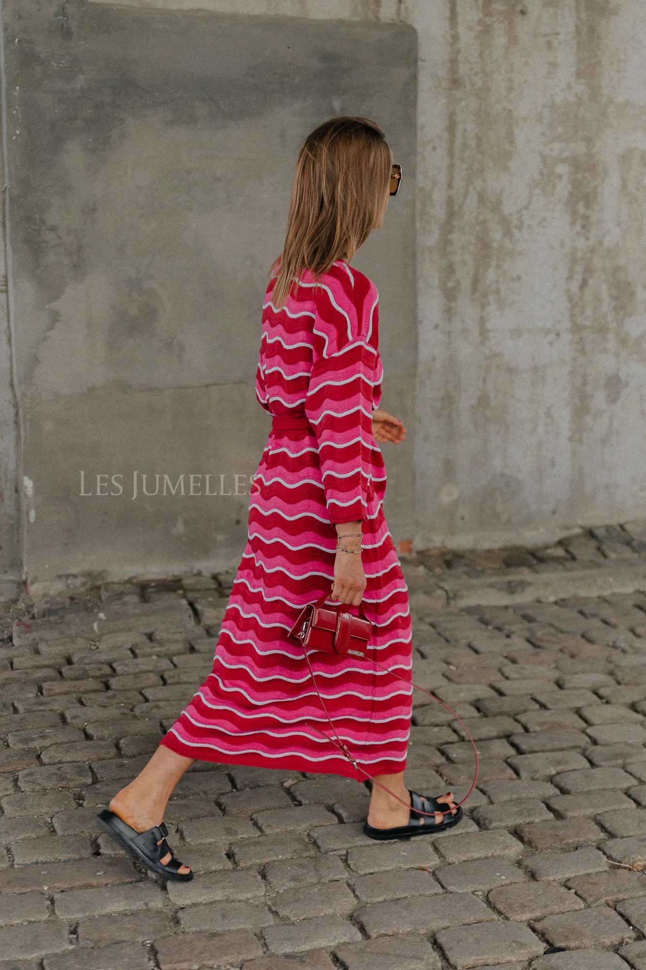 Gaia maxi dress pink waves