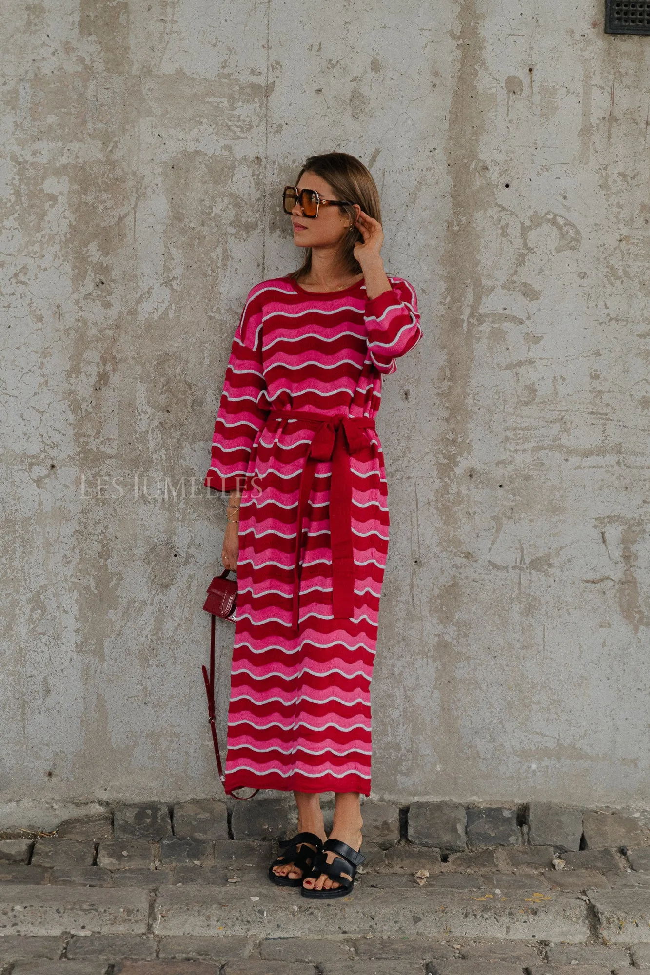 Gaia maxi dress pink waves