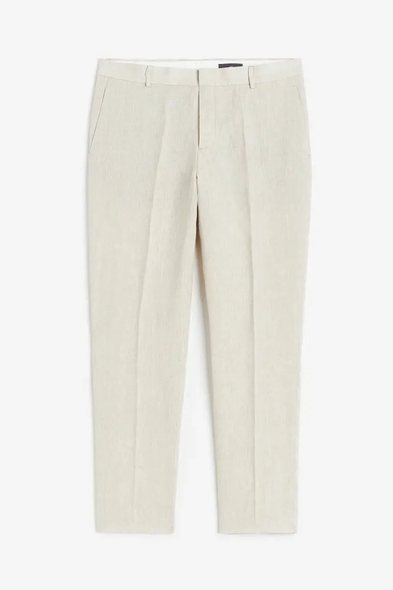 H&M Slim Fit Linen Suit Pants, light beige