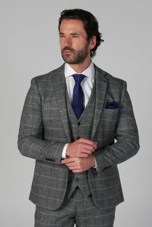 Harris - Men's Grey Tweed Check Blazer