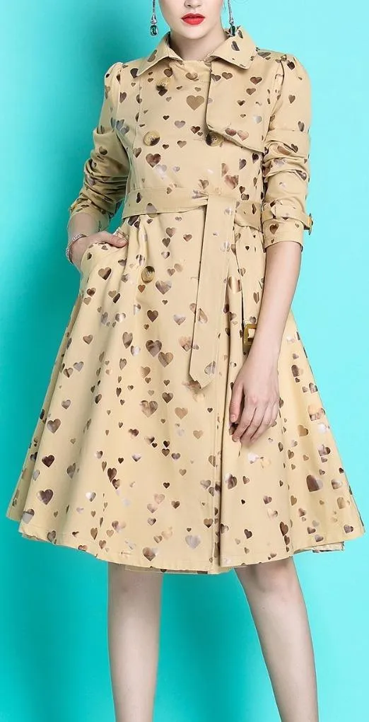 Heart-Print Trench Coat