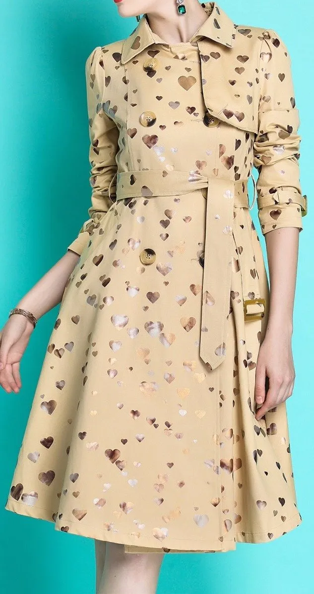 Heart-Print Trench Coat