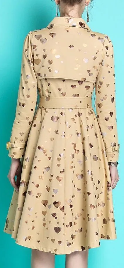 Heart-Print Trench Coat