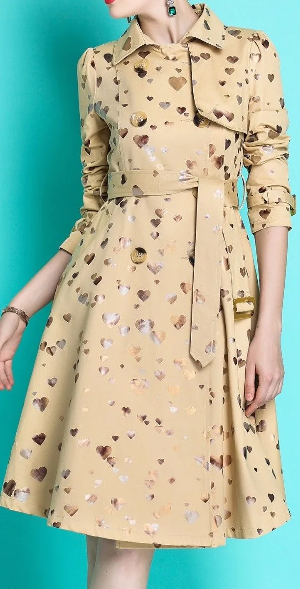 Heart-Print Trench Coat