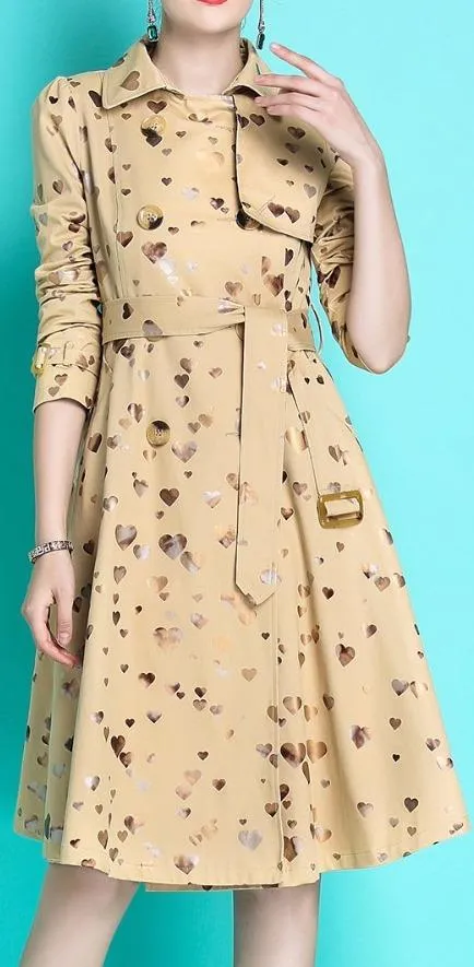 Heart-Print Trench Coat