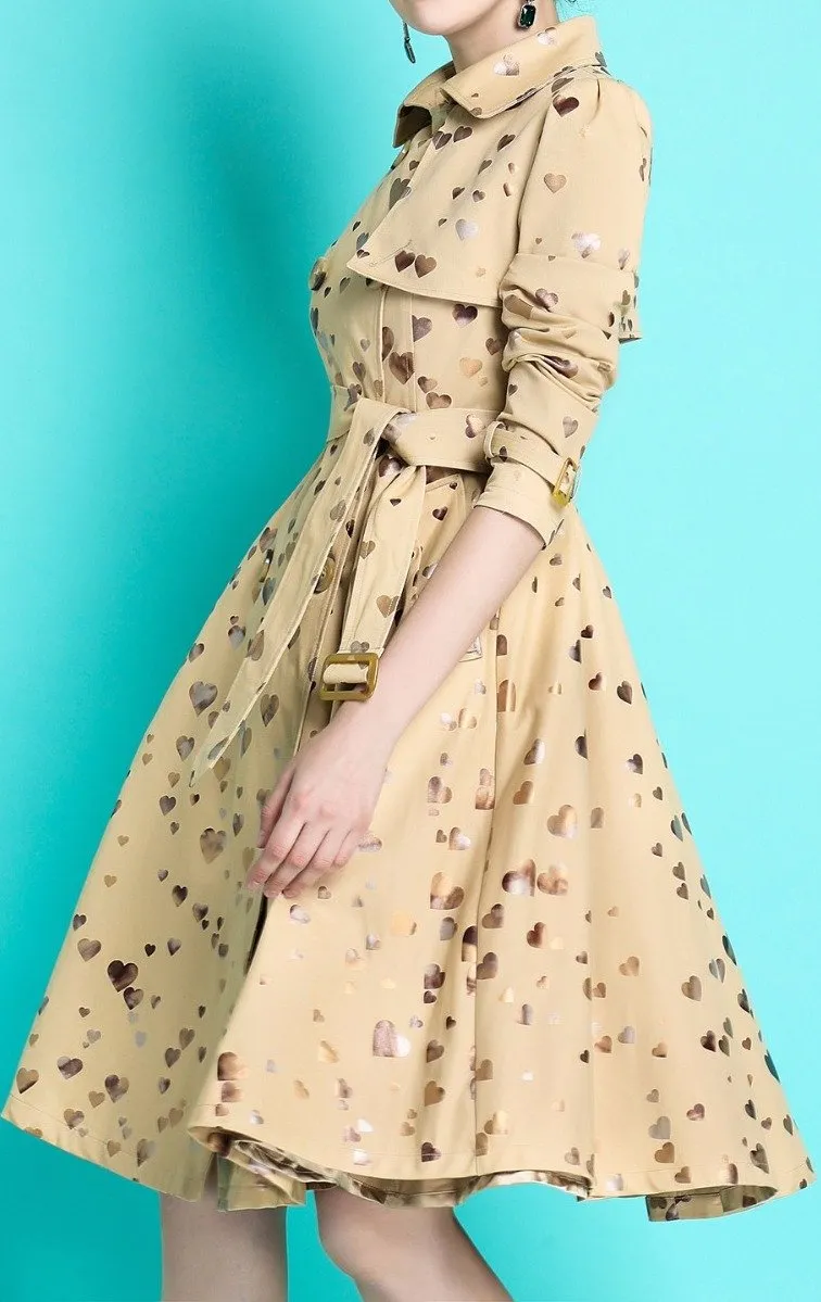 Heart-Print Trench Coat