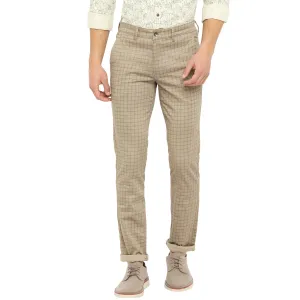 Khaki Ultra Slim Fit Checked Trouser