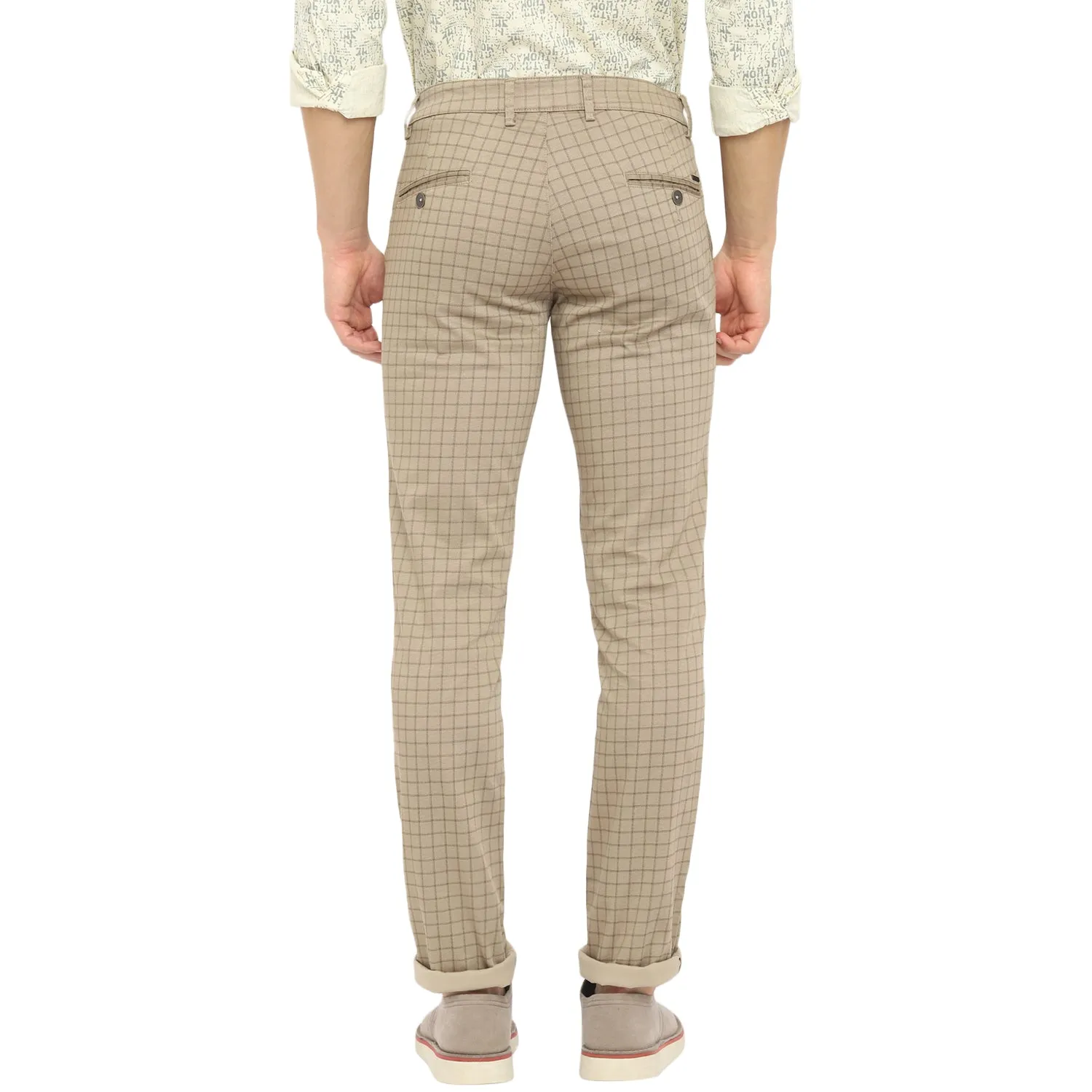 Khaki Ultra Slim Fit Checked Trouser