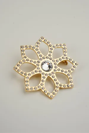 Lotus Single Flower Brooch In Gold-Plated